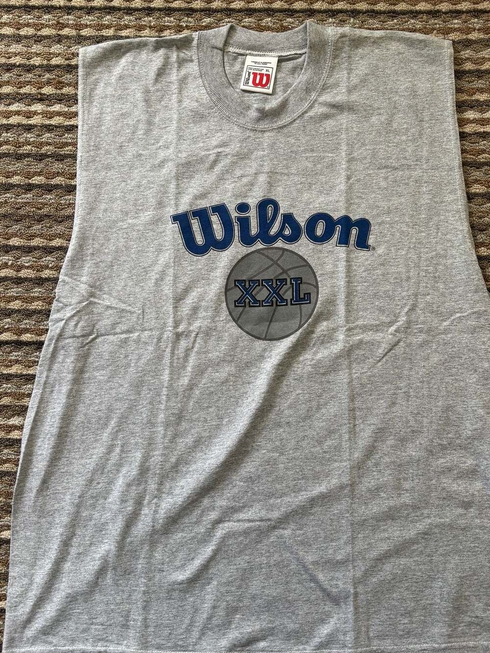 Vintage Wilson Gray Sleeveless Workout Tank Top with Basketball Graphic Size XL